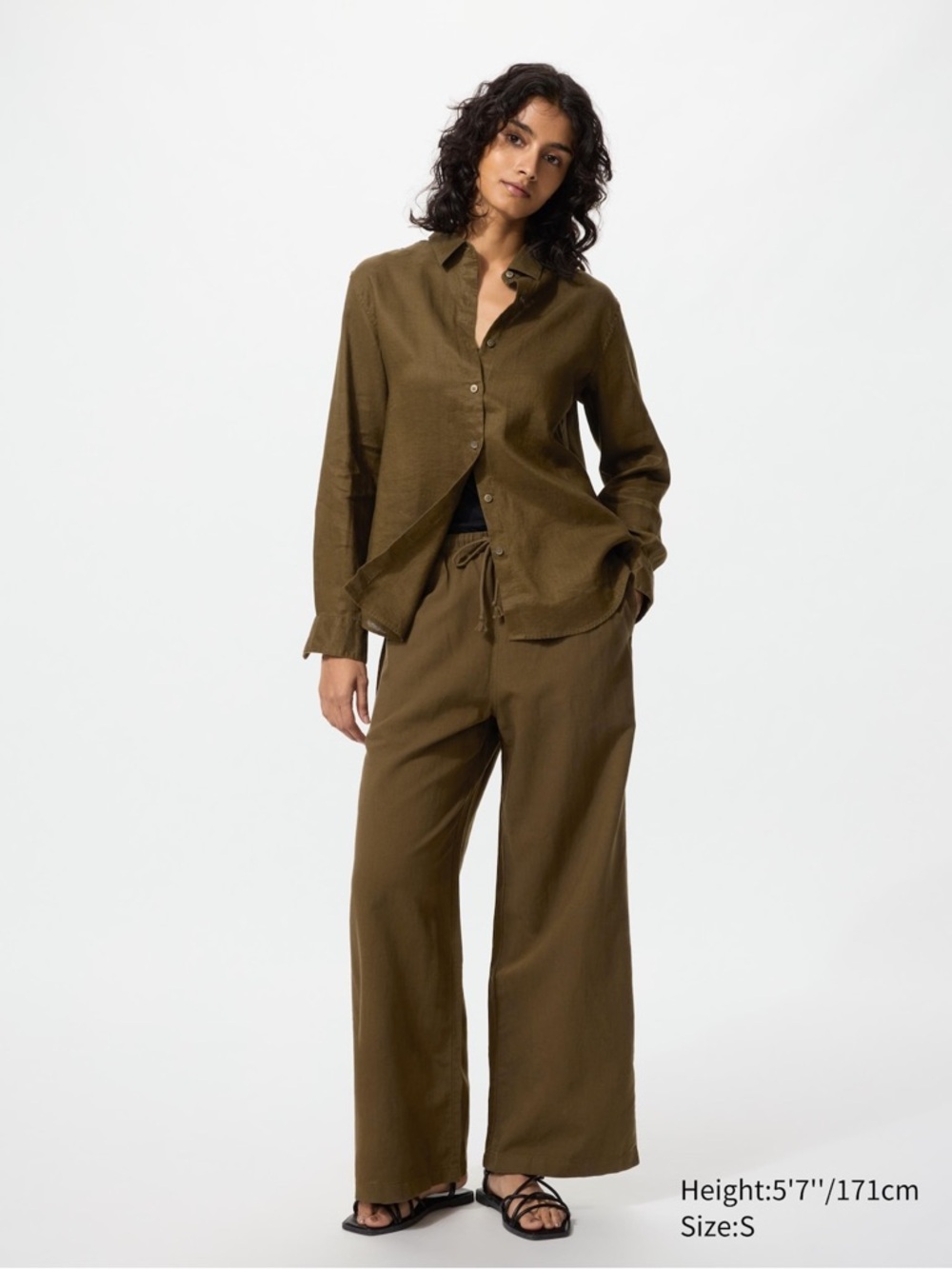 Uniqlo Brown Wide-Leg Drawstring Pants - Picture 4 of 5